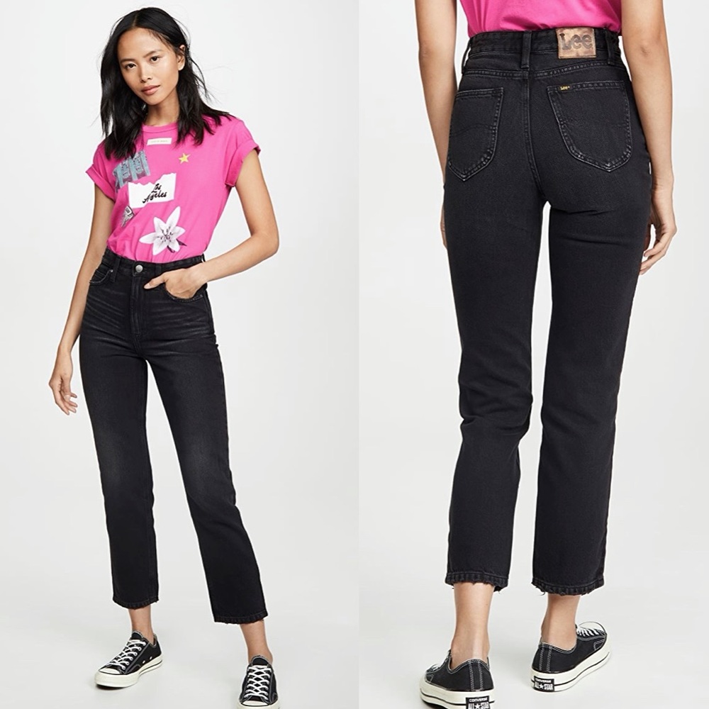 NWT LEE’S vintage modern high rise straight leg ankle washed black jeans 26